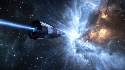 Wall Mural - cosmic exploration vessel navigating through stellar nebula