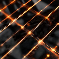 Leinwandbilder - Abstract Interconnected Grid with Glowing Orange Lines and Nodes, representing Technology, Data Flow, and Connectivity.