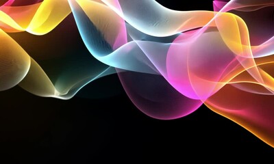 Wall Mural - motion graphic animated wavy striped with colorful, black background