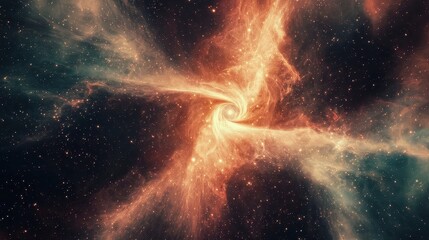 Wall Mural - Vivid Swirling Galaxy with Fiery Colors and Stargazing Wonders