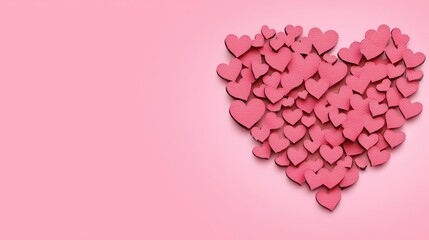 Poster - Pink Hearts Forming a Large Heart Shape on Pink Background