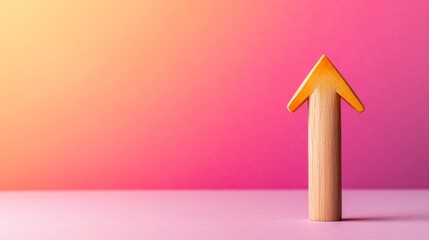 Poster - Close-up of a vibrant arrow pointing upward, set against a gradient backdrop suggesting growth, with dynamic lines and bright colors highlighting progress