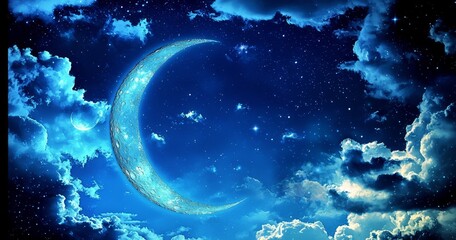 Wall Mural - The enchanting sight of the moon amidst the clouds captivates onlookers.