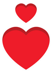 Wall Mural - Two red hearts icon isolated on white background.