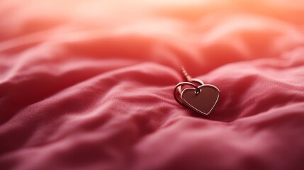 Aufkleber - A house key is elegantly showcased on a soft fabric surface, attached to a heart-shaped keyring, with ample space for text or branding on the right side