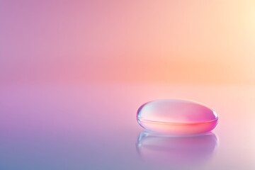 Fototapete - A whimsical iridescent bubble floats gracefully in soft light, reflecting vibrant rainbow hues against a dreamy pastel gradient background, inviting wonder