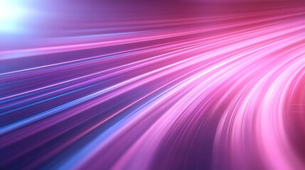 Poster - Close-up of vibrant pink and blue wave lines flow against a deep gradient background, enhanced by soft bokeh lights for a modern data transfer representation