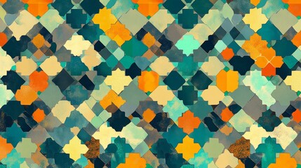 Poster - Creating a colorful islamic tile pattern art studio digital artwork design space artistic insight intricate geometry