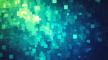 Poster - Neon pixel art creation digital realm abstract art virtual space bird's eye view vibrant geometry
