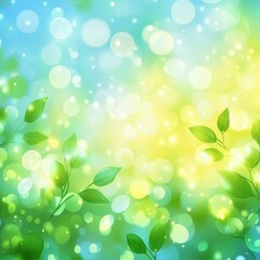 Poster - A Vibrant Abstract Background Featuring Soft Bokeh, Leaves, and Light for Nature Inspired Designs and Fresh Spring Atmospheres