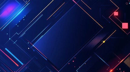 Poster - Futuristic grid design showcase virtual studio digital art sleek environment aesthetic perspective deep blue concept