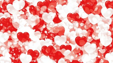 Poster - Red and White Heart Pattern Background Romantic Valentine's Day Design