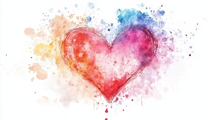 Poster - Create handpainted heart clipart online digital art vibrant environment close-up watercolor splash concept