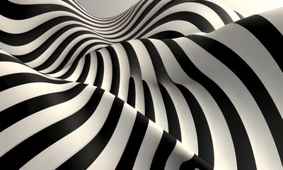Poster - Abstract black and white zebra stripes design flowing with elegant and smooth curves
