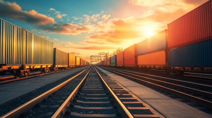 Aufkleber - loading containers onto railway cars freight yard transport logistics industrial setting aerial view
