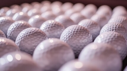 Aufkleber - A series of white golf balls are arranged in a precise pattern, reflecting soft light and highlighting their textured dimples, emphasizing uniformity and focus