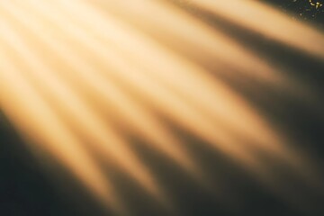 Poster - Soft golden sun rays pierce through a deep black background, producing a captivating radiant effect that enhances design aesthetics and offers ample space for text