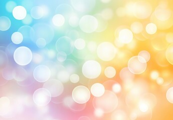 Poster - Abstract colorful bokeh background with soft blurred lights in shades of blue, yellow, orange, and white creating a vibrant and cheerful atmosphere.