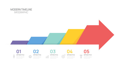 Wall Mural - infographics arrow symbol timeline business 5 steps to success template.
