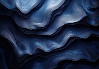 Poster - Abstract Dark Blue Waves Flowing in Layers Create a Serene and Textured Background Suitable for Various Design Projects and Artistic Applications