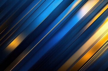 Poster - Abstract diagonal lines in shades of blue and gold creating a modern and dynamic background design for digital art, presentations, or websites