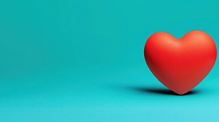 Aufkleber - Red Heart Shape on Teal Background