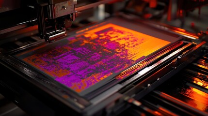 Poster - Custom Printing Machine with Vivid Inks in Action
