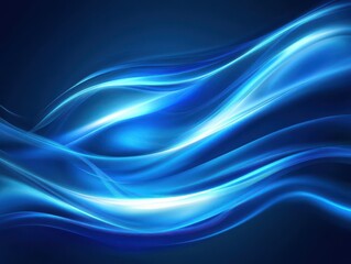 Poster - Abstract flowing blue waves on a dark background creating a serene and calming atmosphere for design, wallpapers, and artistic projects
