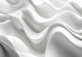 Poster - Abstract flowing white fabric texture creating soft waves and smooth surfaces in a minimalist design, conveying elegance and tranquility in a monochromatic setting