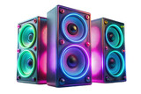 neon audio speakers isolated on transparent background