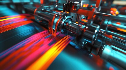 Poster - High Detail of Printing Press with Ink and Rollers