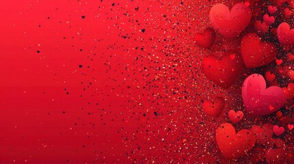 Poster - Red Hearts and Confetti Valentine's Day Background