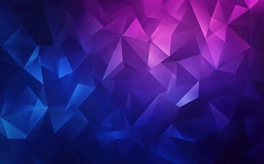 Poster - Abstract geometric background with vibrant hues of blue and purple featuring a dynamic arrangement of triangular shapes and gradients