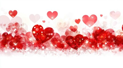Poster - Red Hearts Watercolor Background Romantic Valentine's Day Design