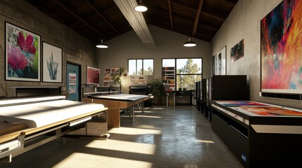 Poster - High-Volume Print Shop with Natural Lighting