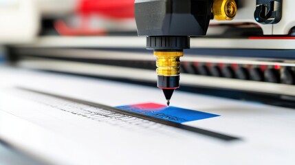 Poster - Ink Spraying Mechanism on White Paper Background