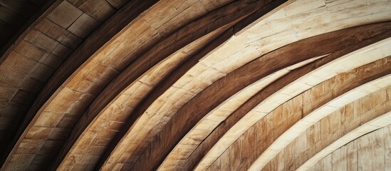 Poster - Rustic wooden archways feature warm brown tones with textured lines, creating an aesthetic that showcases architectural beauty and craftsmanship.