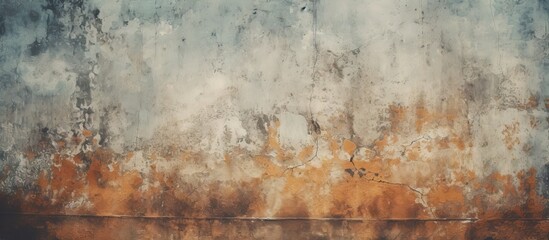 Poster - Vintage textured grunge wall with muted blue and rust tones, featuring a smooth transition from upper to lower elements, ideal for copy space.