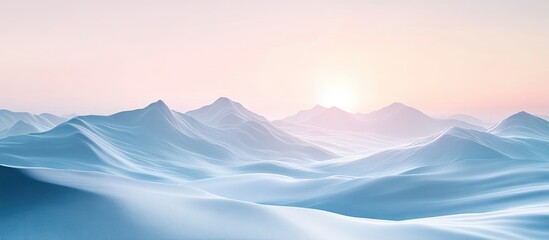 Aufkleber - Serene blue gradient landscape with soft undulating mountains and a gentle sunrise, radiating a calming and tranquil atmosphere.
