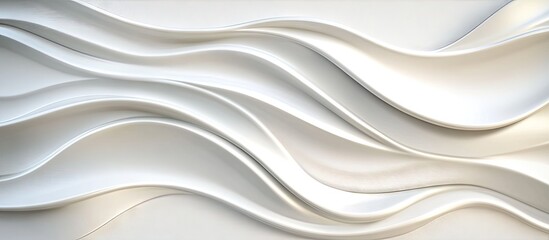 Fototapete - Elegant wave backdrop with soft white tones, showcasing smooth curves and refined textures for a sophisticated and stylish appearance.