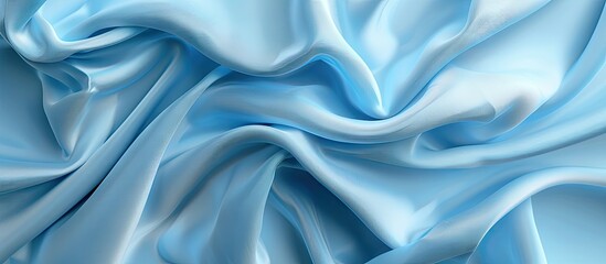 Aufkleber - Lustrous pastel blue satin fabric elegantly draped with soft folds creating texture and depth ideal for background or copy space usage