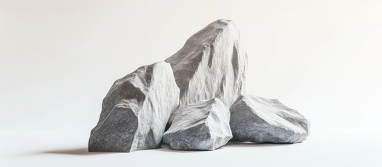 Leinwandbilder - Stone sculpture with textured gray surfaces on the left and right, positioned centrally against a smooth white backdrop for enhanced detail visibility.