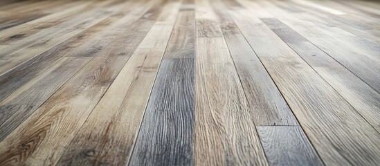 Leinwandbilder - Textured aged wood flooring showcasing natural grooves and imperfections in varying shades of brown and gray emphasizing vintage appeal and character