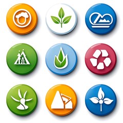 Wall Mural - eco-friendly icons set for technology and sustainability concepts