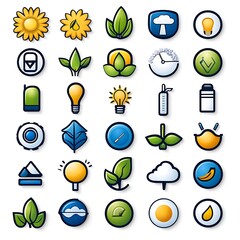 Wall Mural - eco-friendly technology icons for sustainable development projects