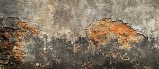 Leinwandbilder - Weathered concrete wall with rust-colored peeling paint and grey textures, featuring dark and light tones creating a rustic industrial look.