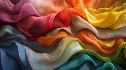 Poster - Cascading fabric waves elegant runway fashion showcase urban setting high angle ripple effect
