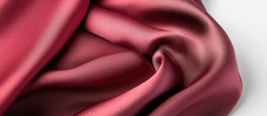 Fototapete - Satin silk fabric draped elegantly in rich burgundy with soft folds and smooth texture, creating depth against a light backdrop.