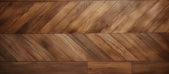 Poster - Textured wooden parquet design in chevron pattern featuring various brown shades, with ample copy space for branding or text placement.