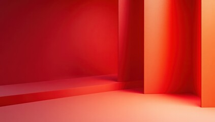 Poster - Abstract Red Background with Geometric Shapes and Shadows for Modern Design, Art, and Creative Projects, Ideal for Wallpapers and Backdrops